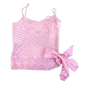Bebe Beaded Pink Silk Top